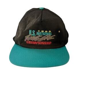 Vintage 1995 US National Water Ski Championship Baseball Cap Teal Snap Back Hat